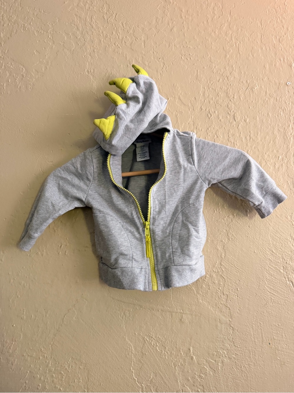 Tommy Bahama Toddler Gray Hoodie with Yellow Dino Spikes
